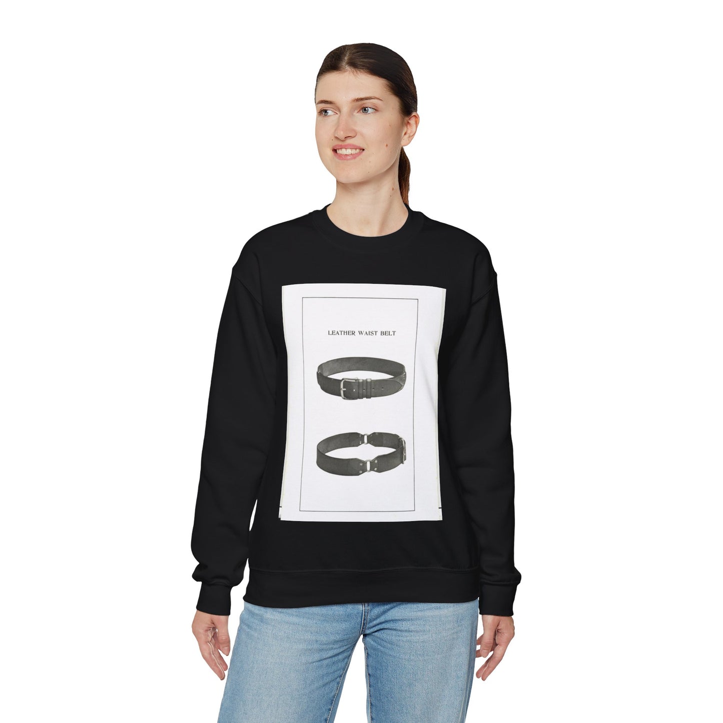 Patent drawing - Leather Waist Belt - . Public domain  image Black Heavy Blend Adult Crew Neck SweatShirt