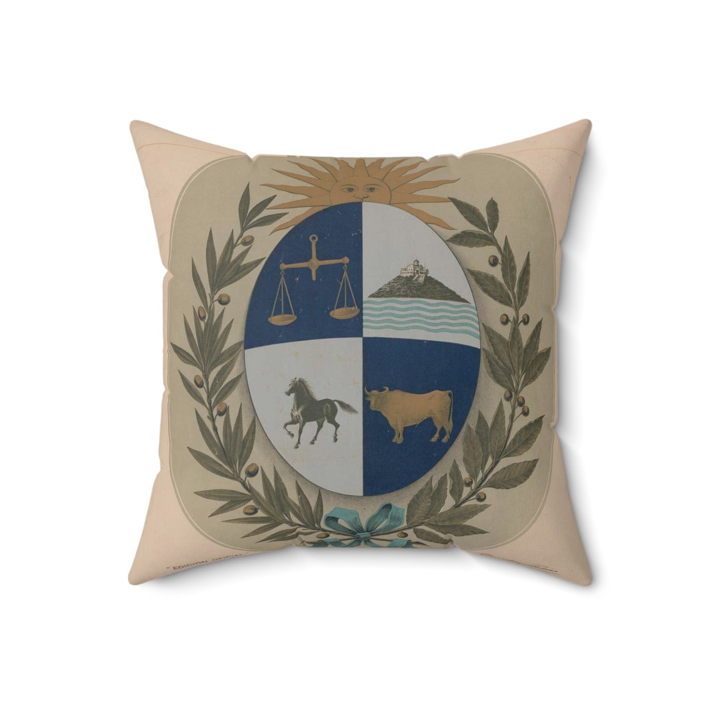 Patron oficial del escudo de armas de la Republica Oriental del Uruguay Decorative Accent Square Pillow