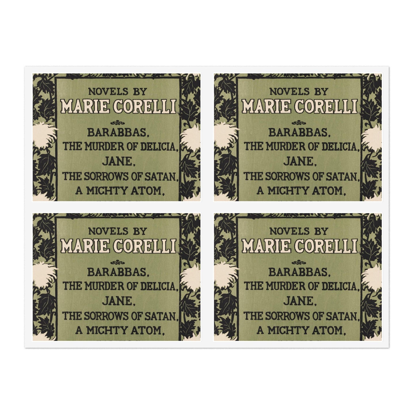 Novels by Marie Corelli, Art Nouveau poster Laminated UV Protective Vinyl Stickers