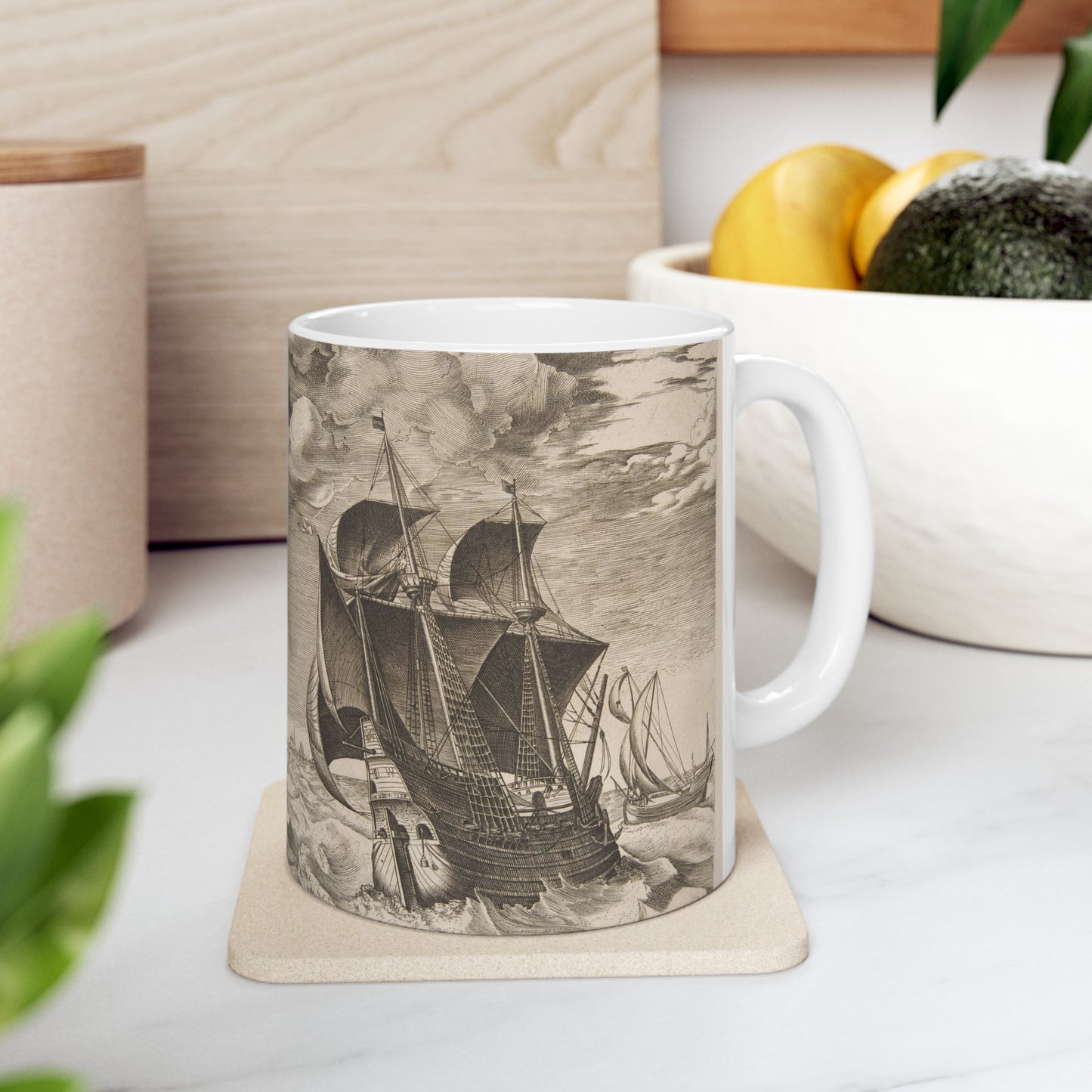 A Dutch Hulk and a Boeier from The Sailing Vessels Beautiful Novelty Ceramic Coffee Mug 11oz