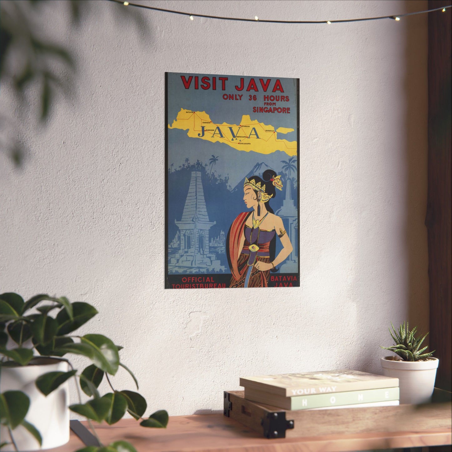 Java. Vintage Travel Poster., Art Deco Poster High Quality Matte Wall Art Poster for Home, Office, Classroom