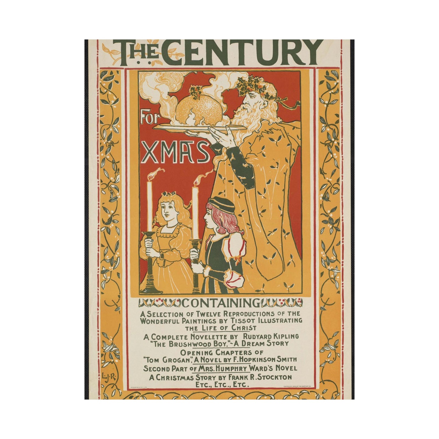 Louis Rhead - The century for Xmas, Art Nouveau poster High Quality Matte Wall Art Poster for Home, Office, Classroom