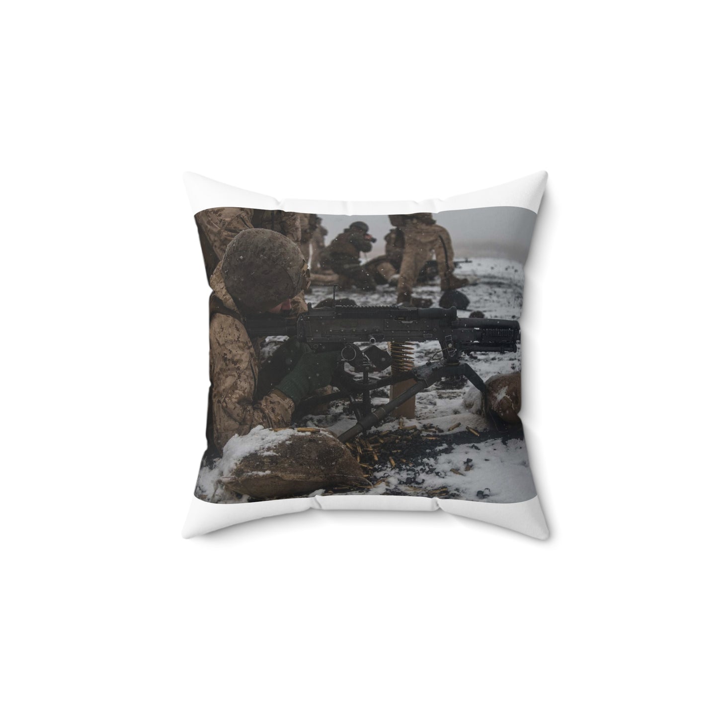 U.S. Marine Corps Lance Cpl. Jimmy Medders, a machine Decorative Accent Square Pillow