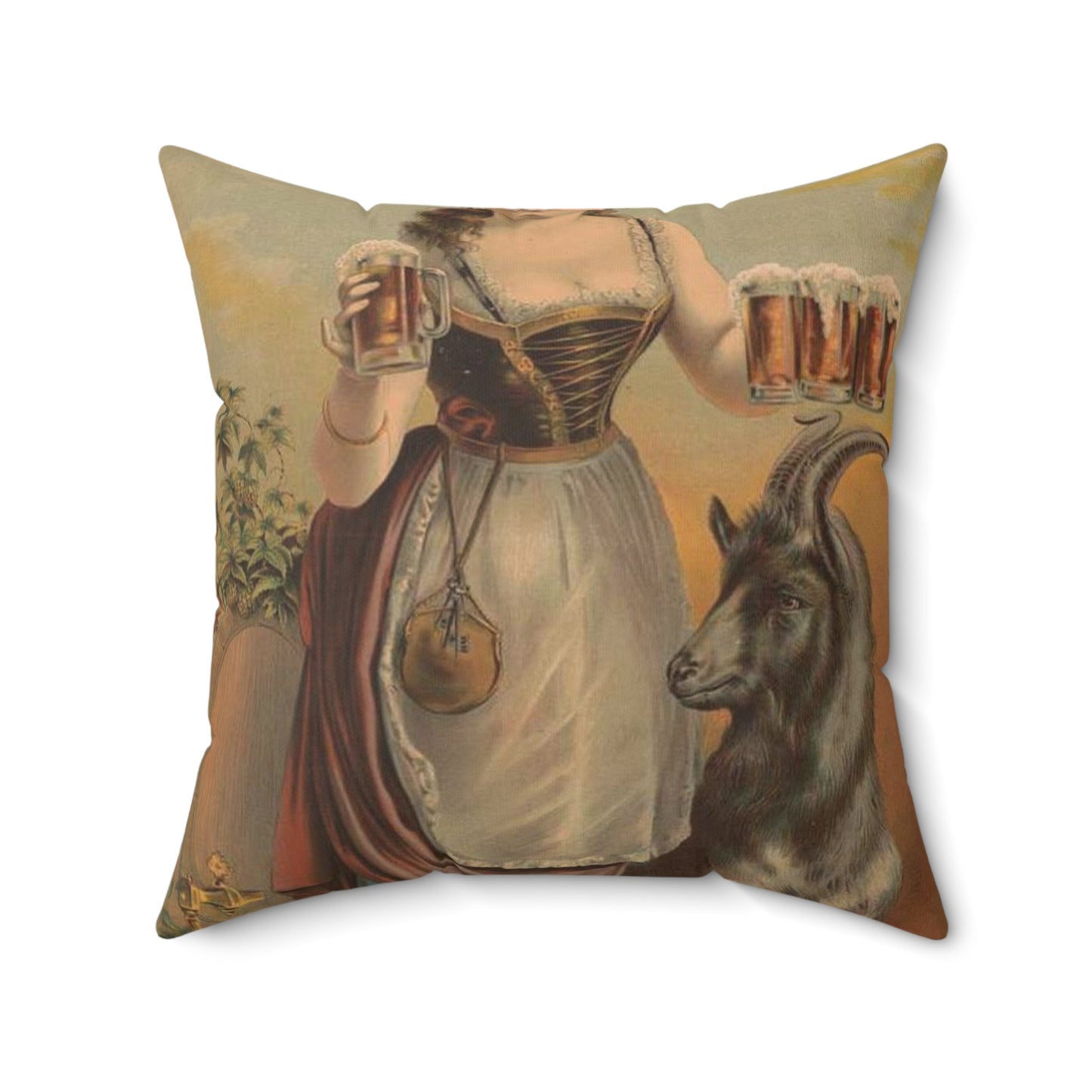 Poster - Village beer girl, bock beer - Public domain lithograph Decorative Accent Square Pillow