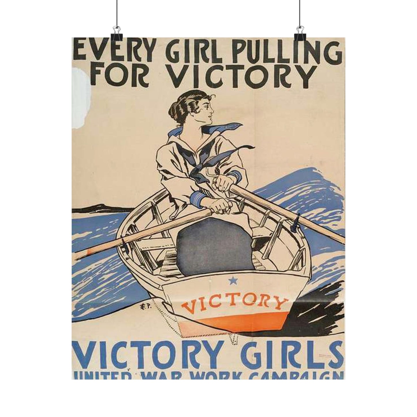 Every Girl Pulling for Victory, Victory Girls United War Work Campaign High Quality Matte Wall Art Poster for Home, Office, Classroom
