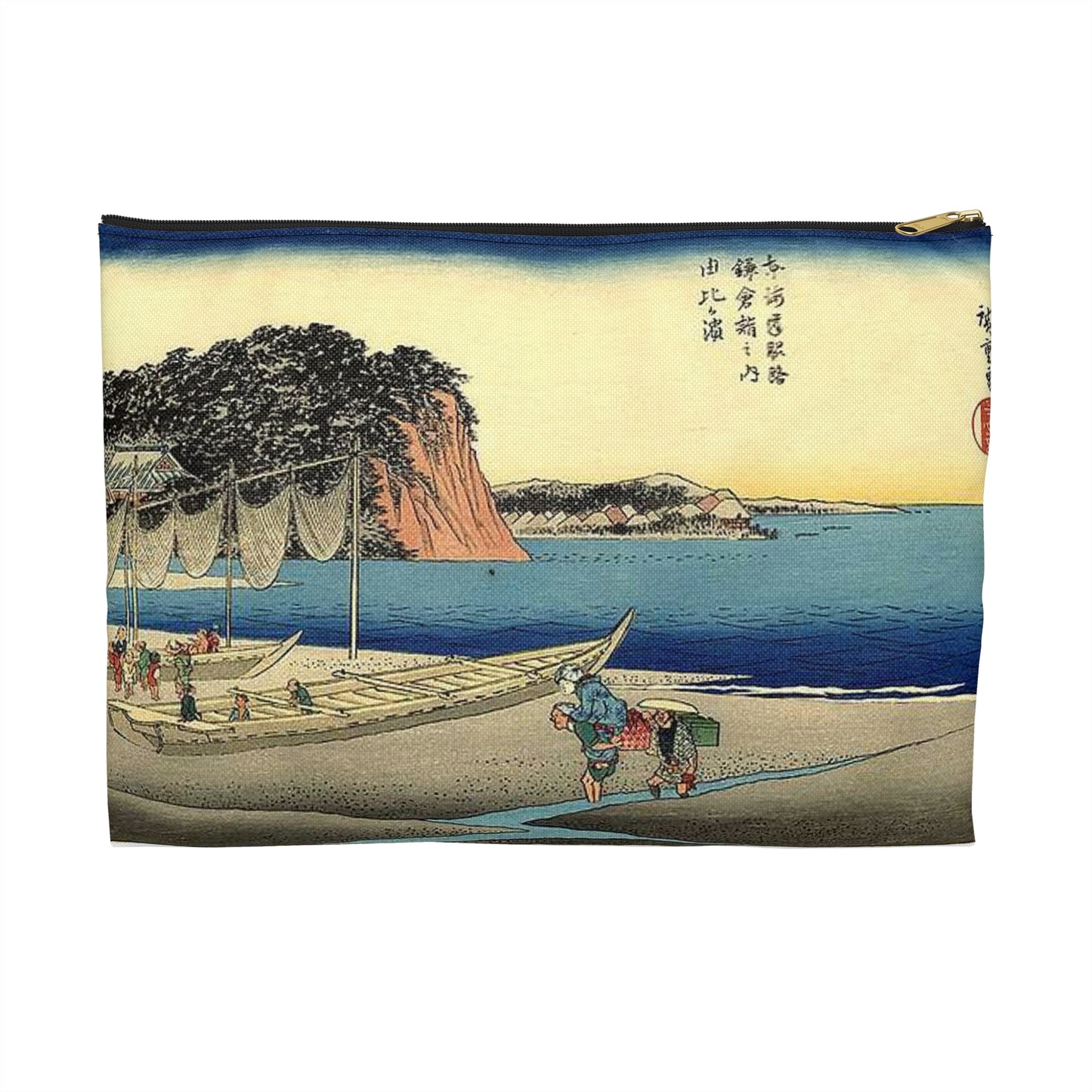 Utagawa Hiroshige - Hiroshige, Yuigahama Large Organizer Pouch with Black Zipper