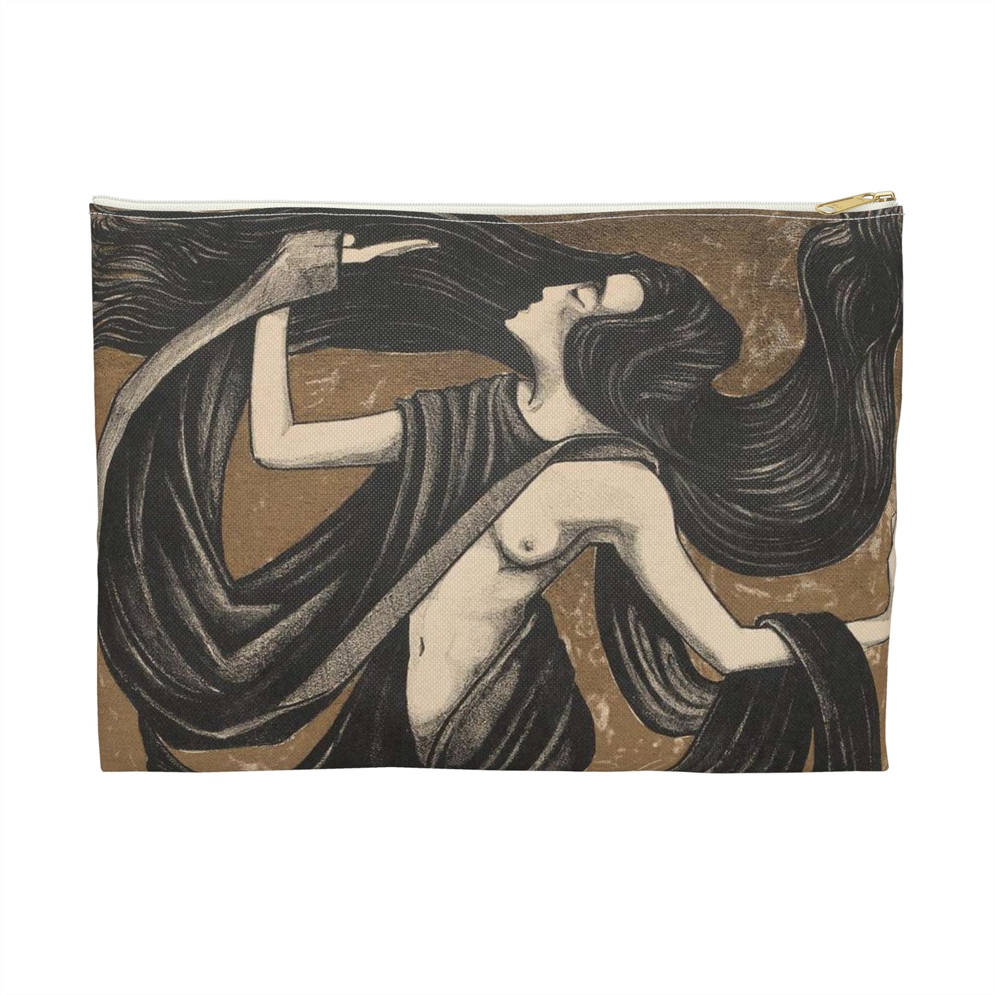 Danseres met draperieën - Drawing. Public domain image. Large Organizer Pouch with Black Zipper