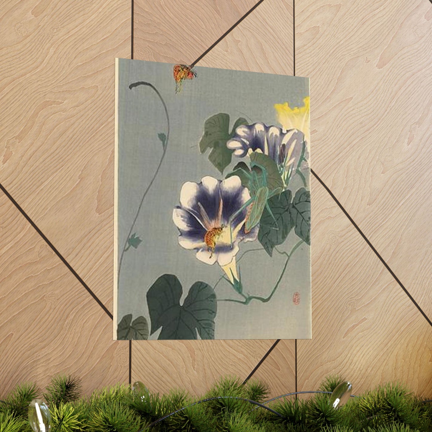 Koson - wasps-and-praying-mantis, Ohara Koson High Quality Matte Wall Art Poster for Home, Office, Classroom