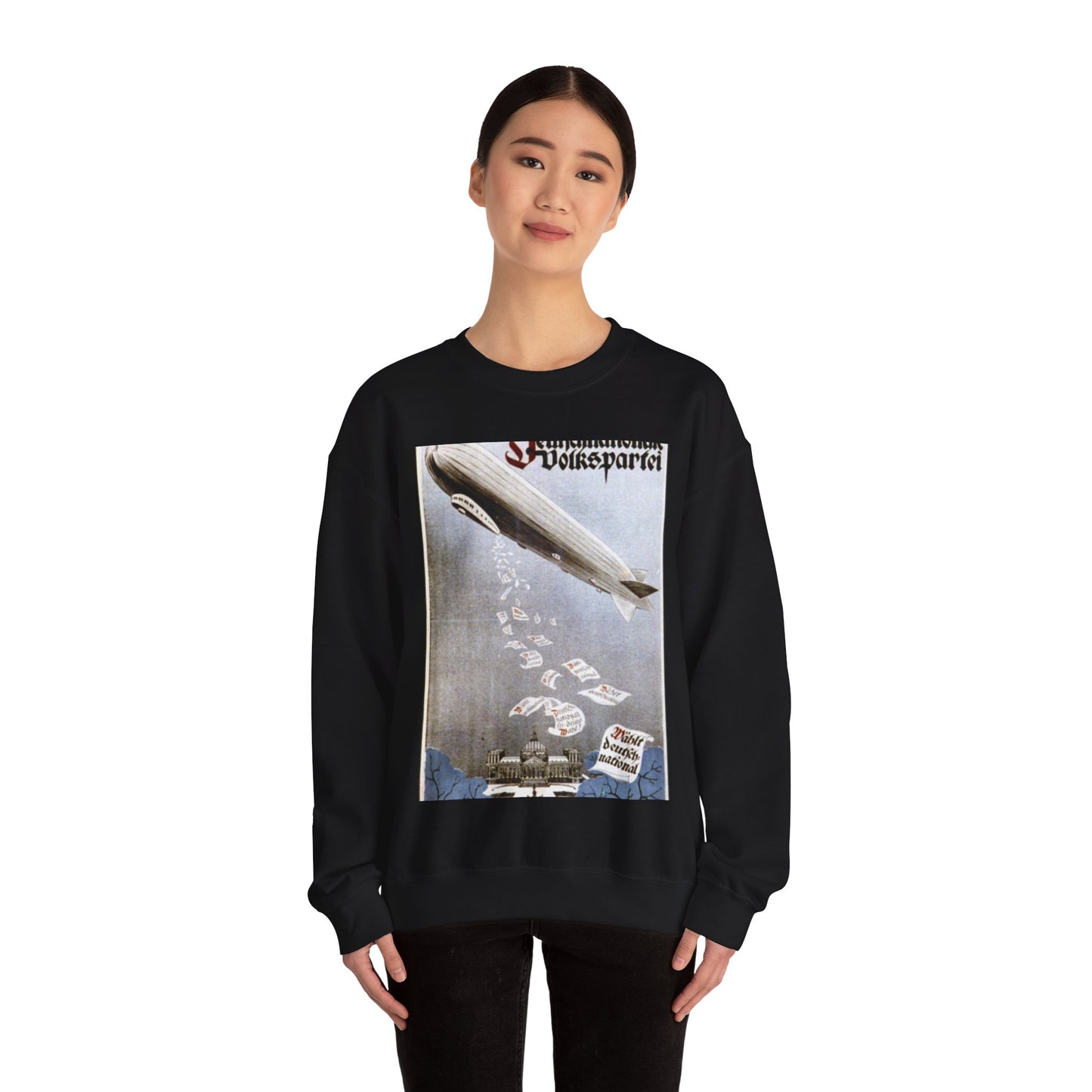 german election poster. oct 1924 -  Deutsche Zeppelin Reederei Company Black Heavy Blend Adult Crew Neck SweatShirt