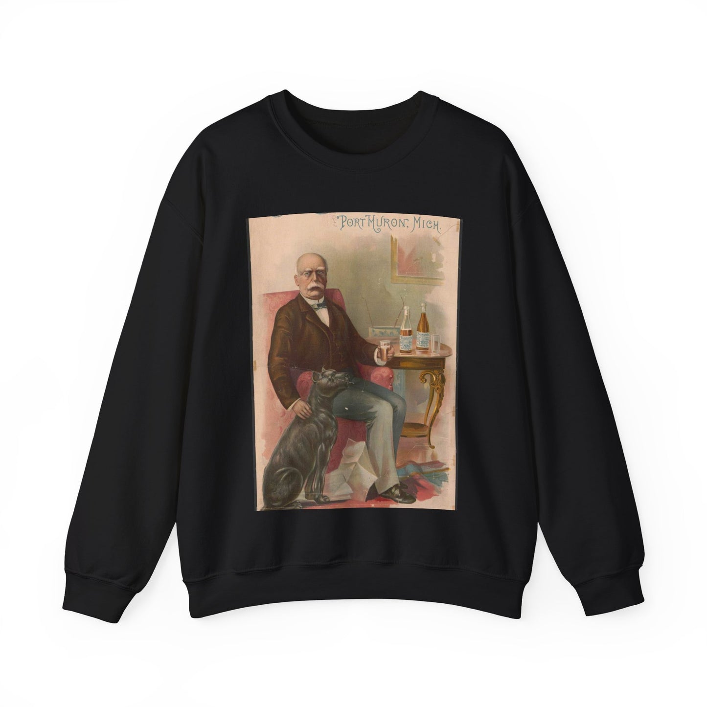 The C. Kern brewing co., Port Huron, Mich., Bismarck table beer Black Heavy Blend Adult Crew Neck SweatShirt