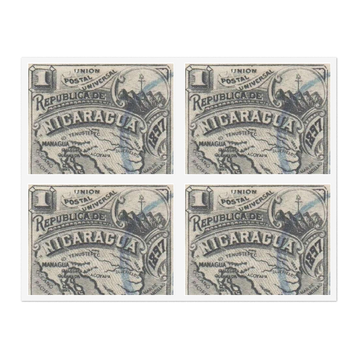 Nicaragua 1897 Sc96u - postal stamp Laminated UV Protective Vinyl Stickers