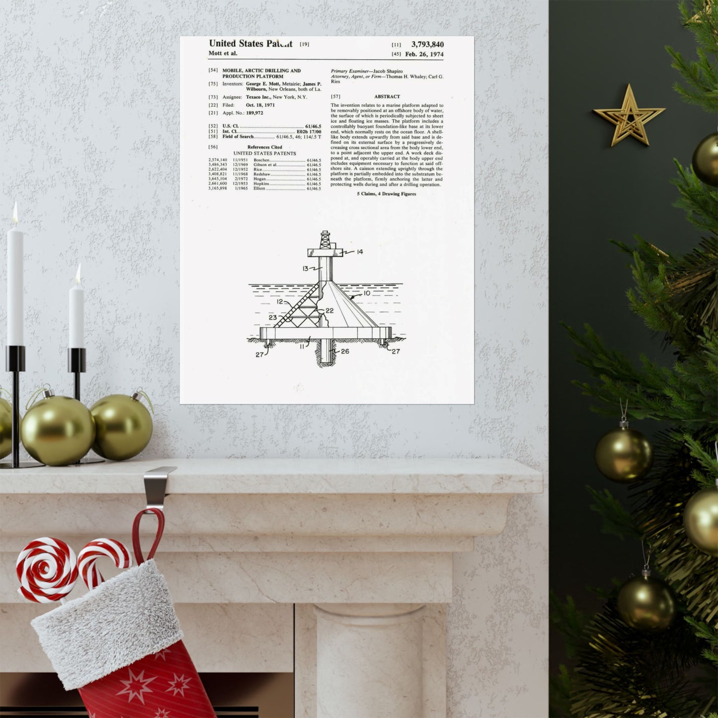 Patent Case File No. 3,793,840, Mobile Arctic Drilling and Production Platform, Inventor(s)- George E. Mott and James P. Wilbourn. - DPLA - 8f260bf2cd8926afbf4da017454f39b3 (page 6) High Quality Matte Wall Art Poster for Home, Office, Classroom