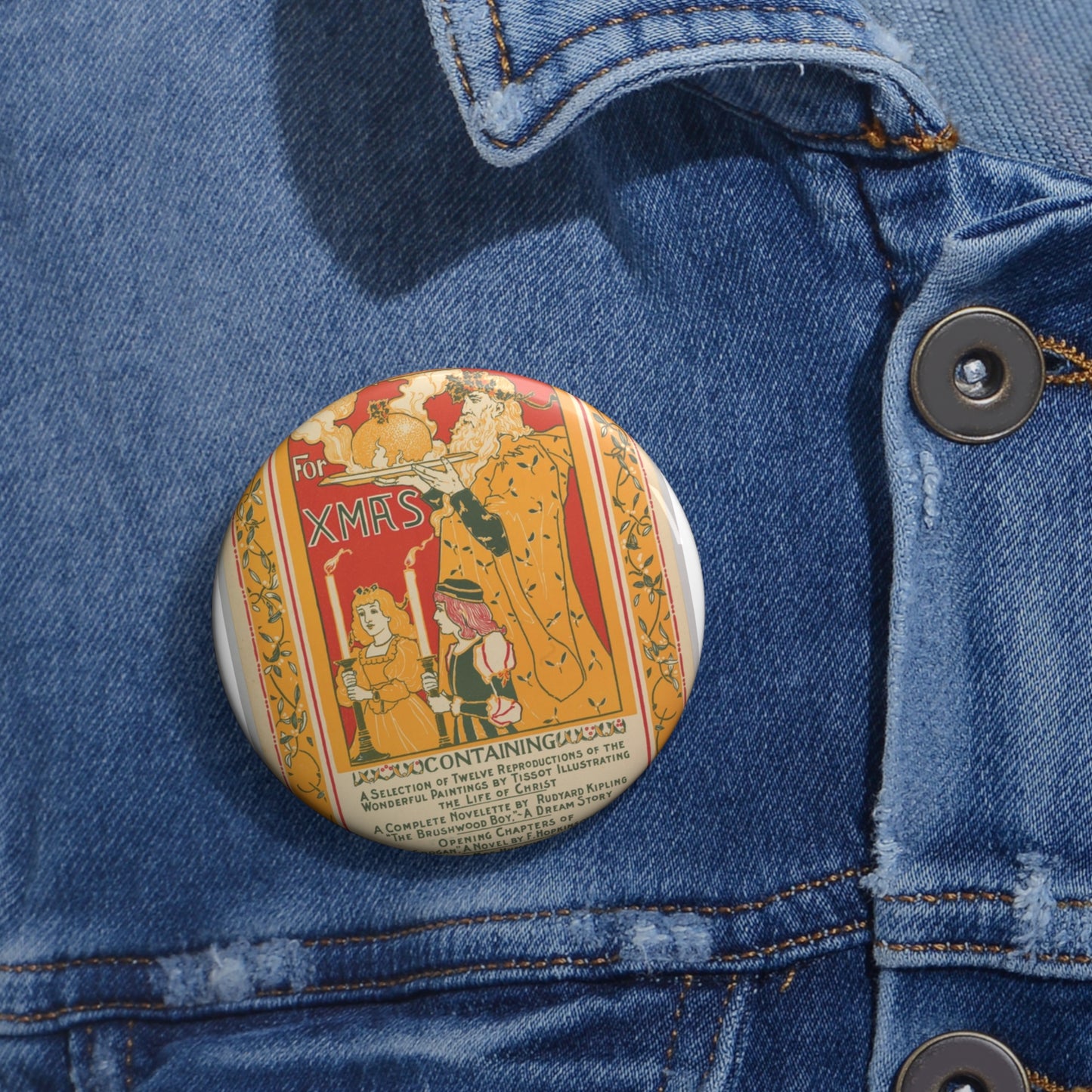 Louis Rhead - Louis Rhead - The Century: XMAS Pin Buttons with Crisp Design