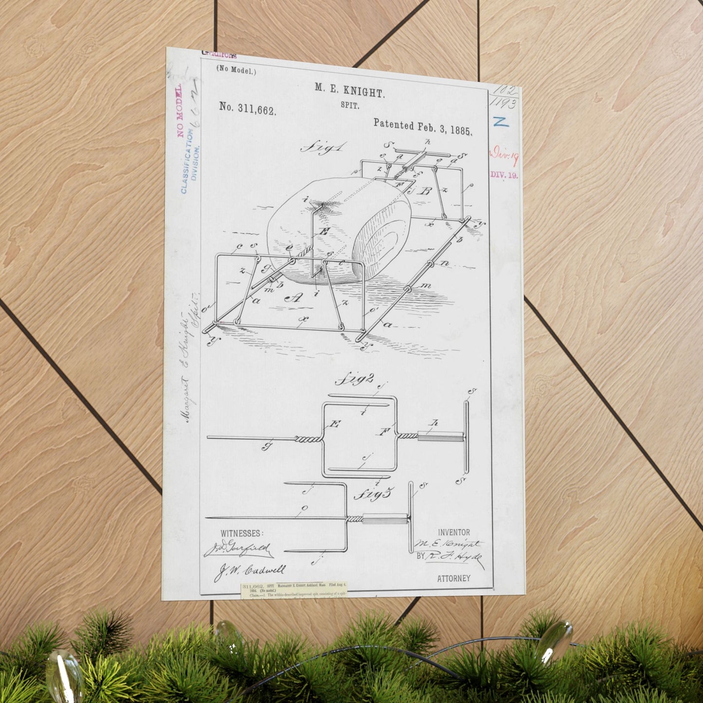 Patent drawing - for M. E. Knight's Spit Public domain  image High Quality Matte Wall Art Poster for Home, Office, Classroom