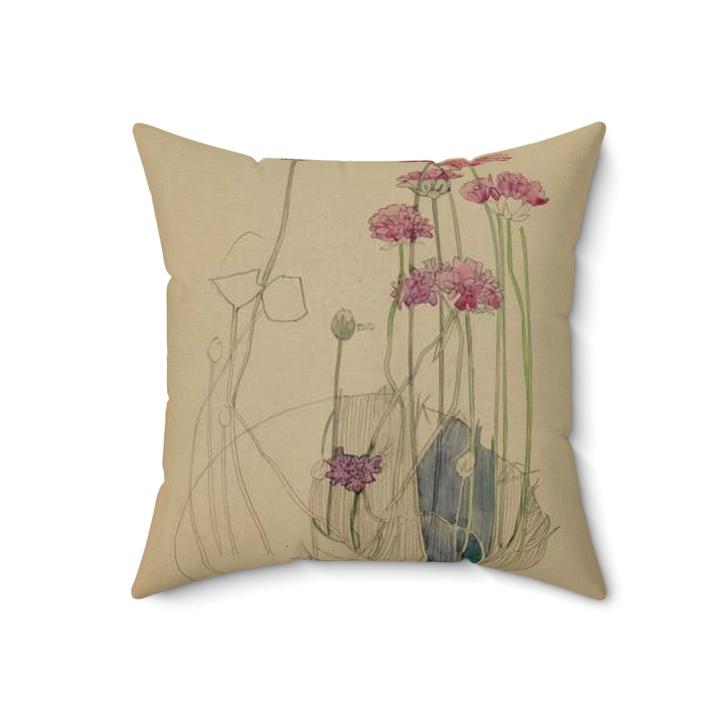 Sea Pink - Holy Island - Charles Rennie Mackintosh - 1901 Decorative Accent Square Pillow