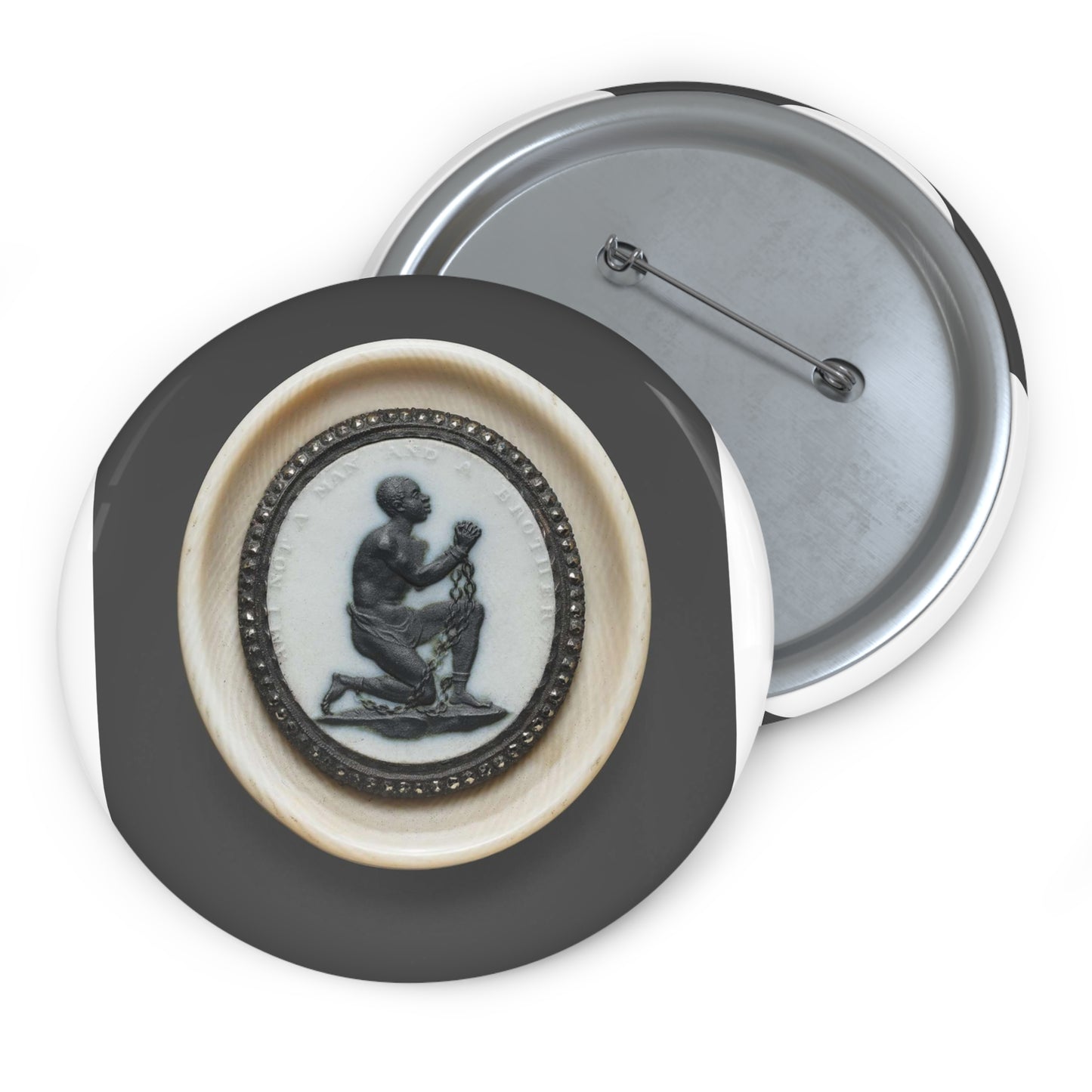 Anti-Slavery Medallion, Wedgwood porcelain manufactory, England Pin Buttons with Crisp Design