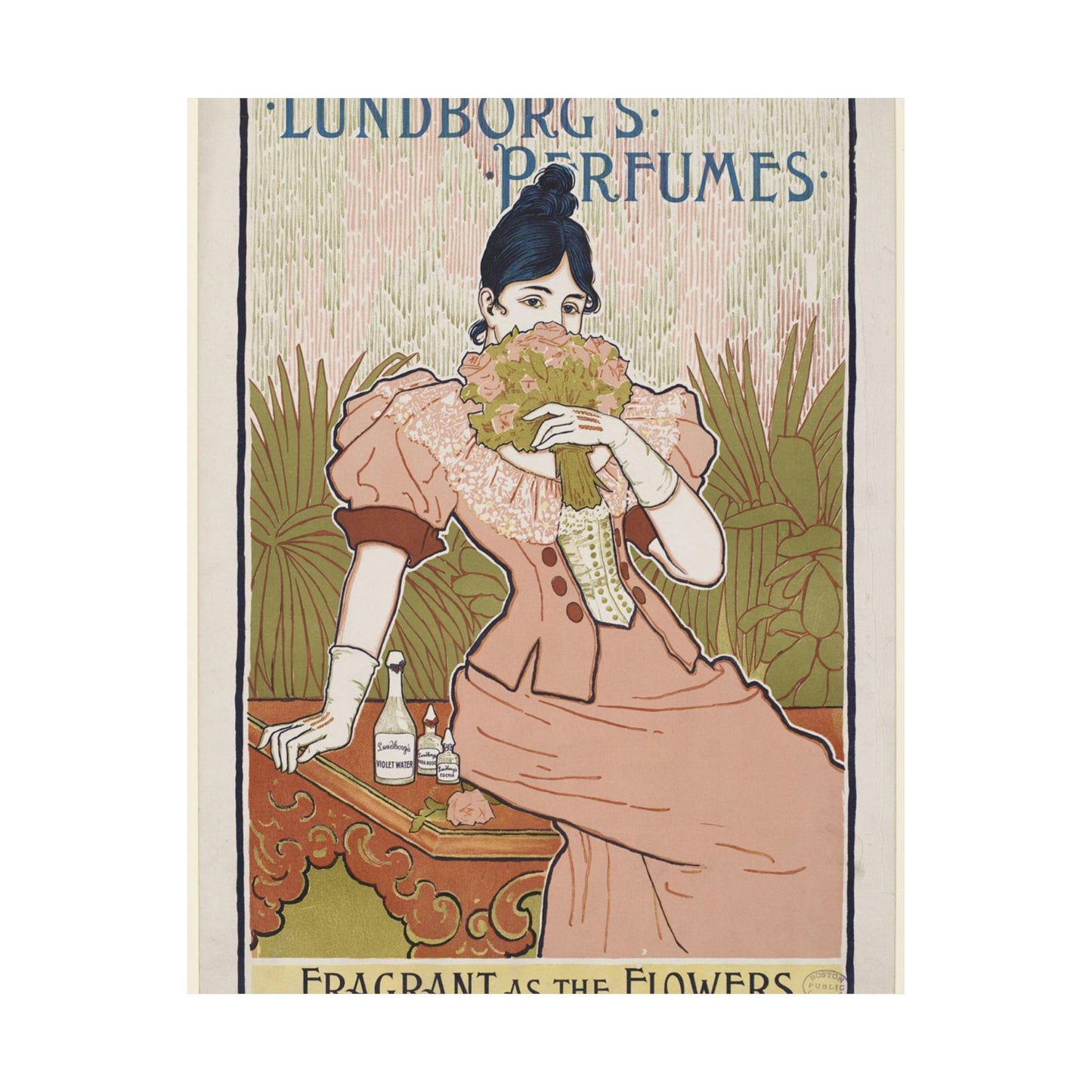 Lundborg's perfumes, Art Nouveau poster High Quality Matte Wall Art Poster for Home, Office, Classroom