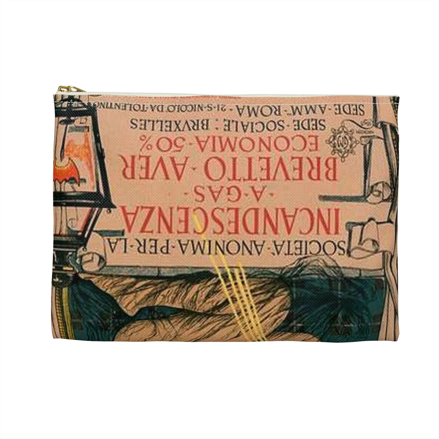 Affiche italienne pour l' "Incandescence par le Gaz, Système Auer" Large Organizer Pouch with Black Zipper