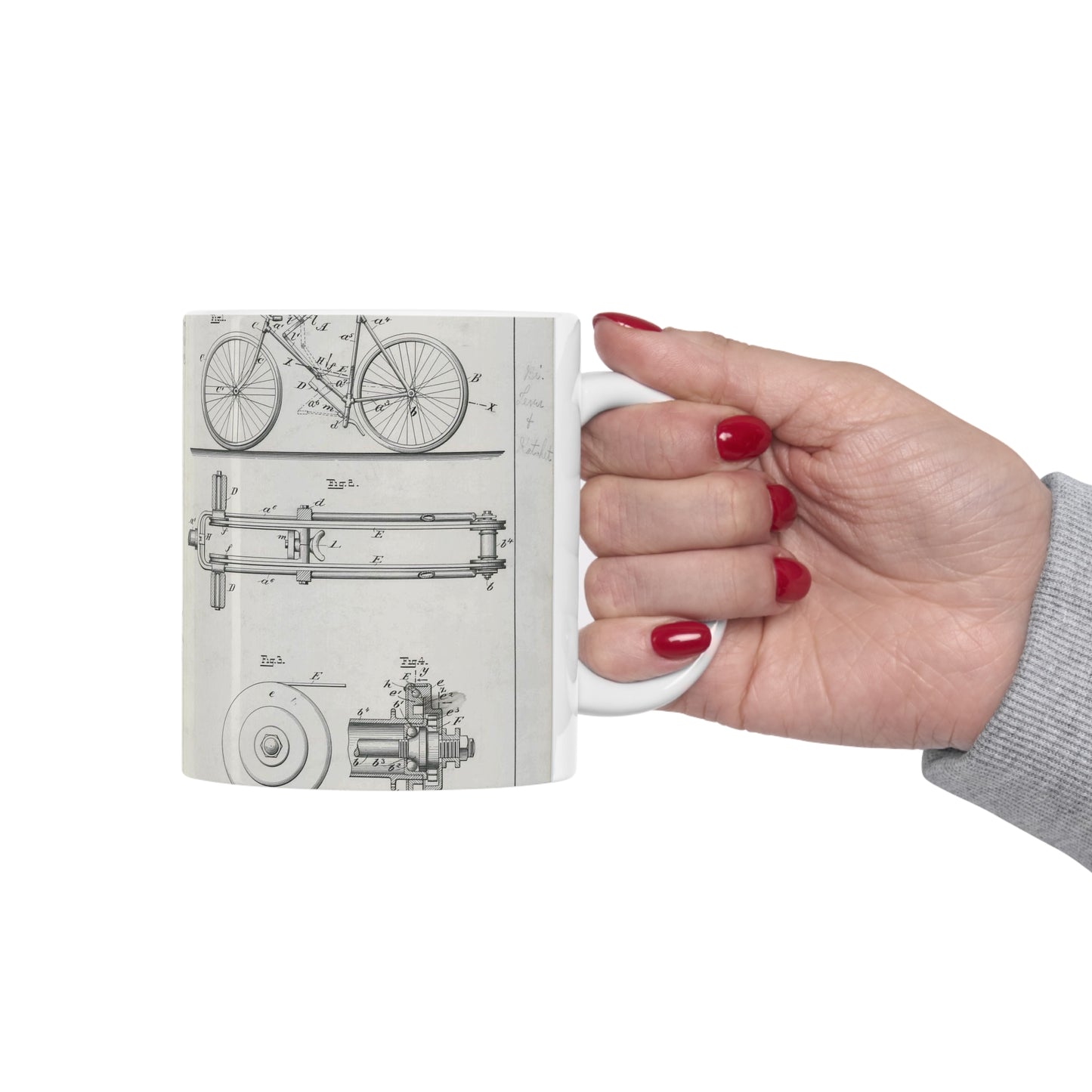 Patent Drawing of Engine - for T. L.  Dennis' Bicycle Public domain  image Beautiful Novelty Ceramic Coffee Mug 11oz