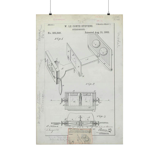 Patent drawing - for W. Le Conte Stevens' Stereoscope Public domain  image High Quality Matte Wall Art Poster for Home, Office, Classroom