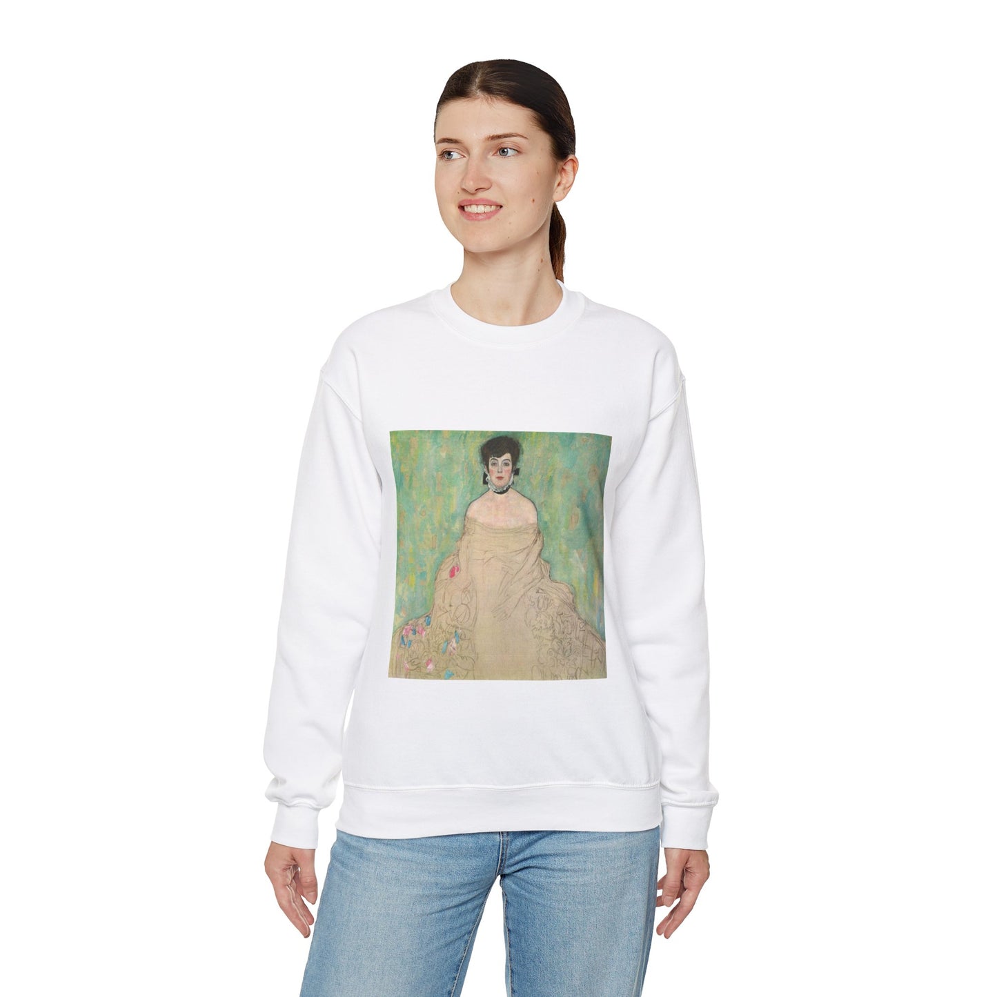 Gustav Klimt - Portrait of Amalie Zuckerkandl - Belvedere 7700 White Heavy Blend Adult Crew Neck SweatShirt