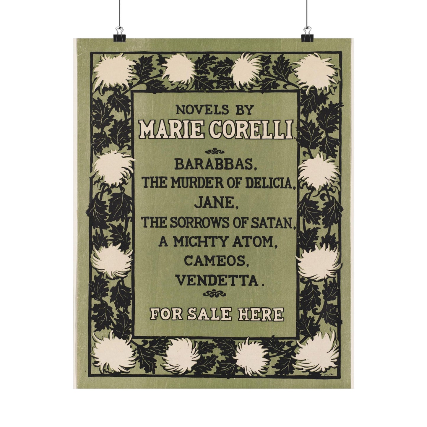 Novels by Marie Corelli, Art Nouveau poster High Quality Matte Wall Art Poster for Home, Office, Classroom