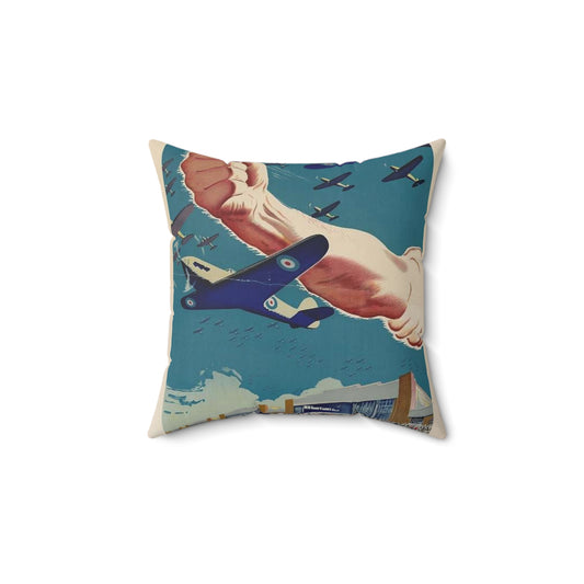 Our Answer All-Out Production, Canada, WWII Propaganda Poster Decorative Accent Square Pillow