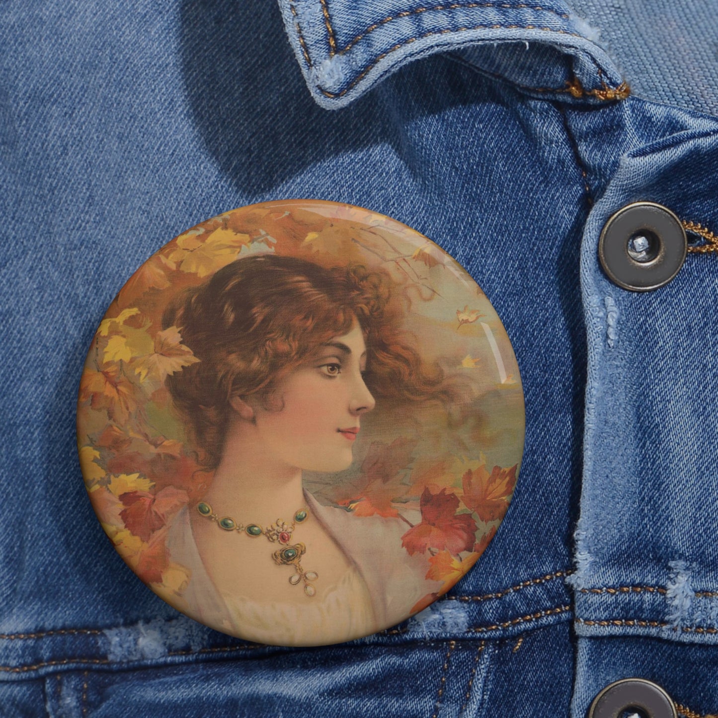 Autumn - Print, Library of Congress collection Pin Buttons with Crisp Design