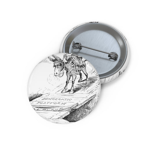 Skittish - Political cartoon, public domain image Pin Buttons with Crisp Design