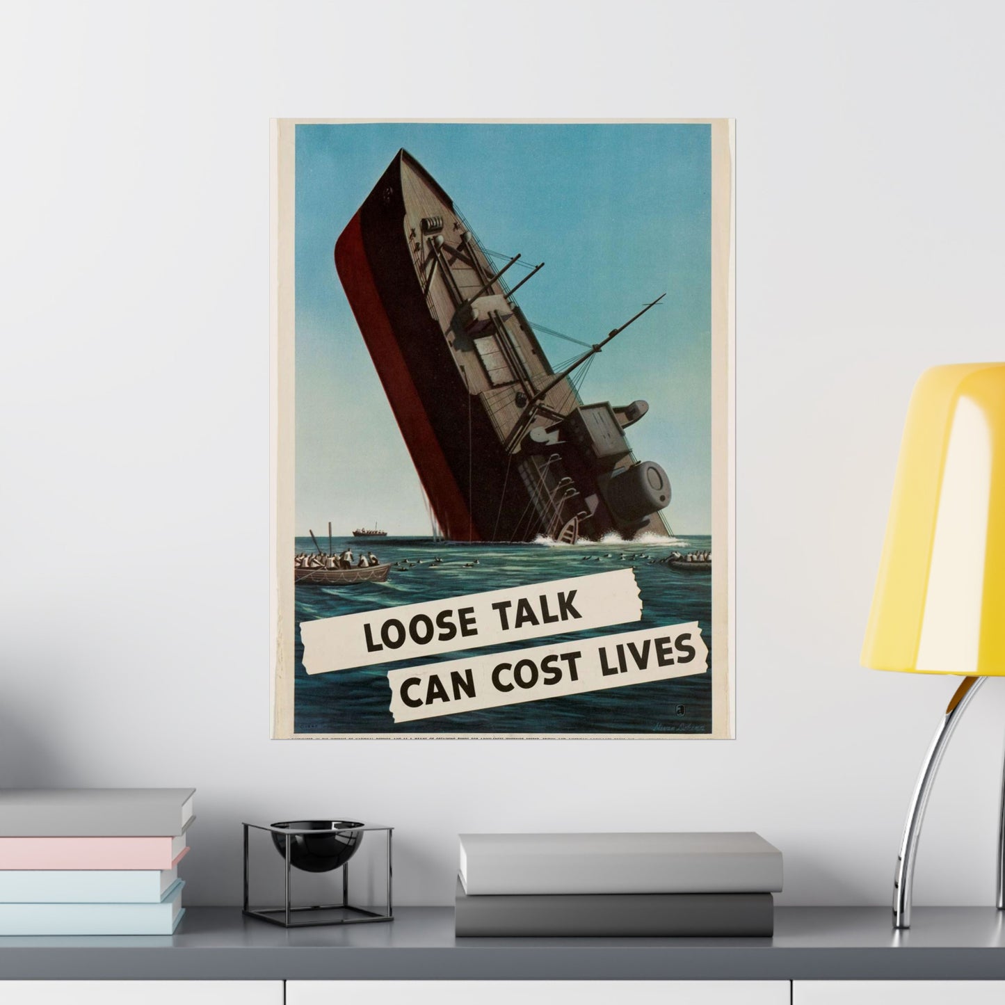 Loose talk can cost lives - Art Deco public domain image High Quality Matte Wall Art Poster for Home, Office, Classroom