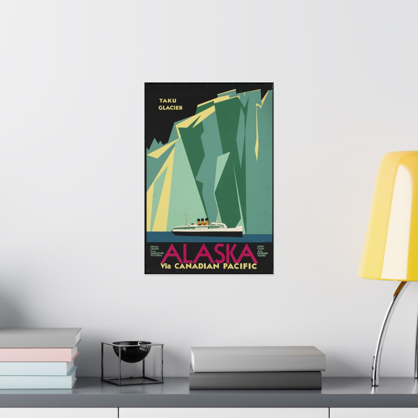 Alaska. Vintage Travel Poster., Art Deco Poster High Quality Matte Wall Art Poster for Home, Office, Classroom