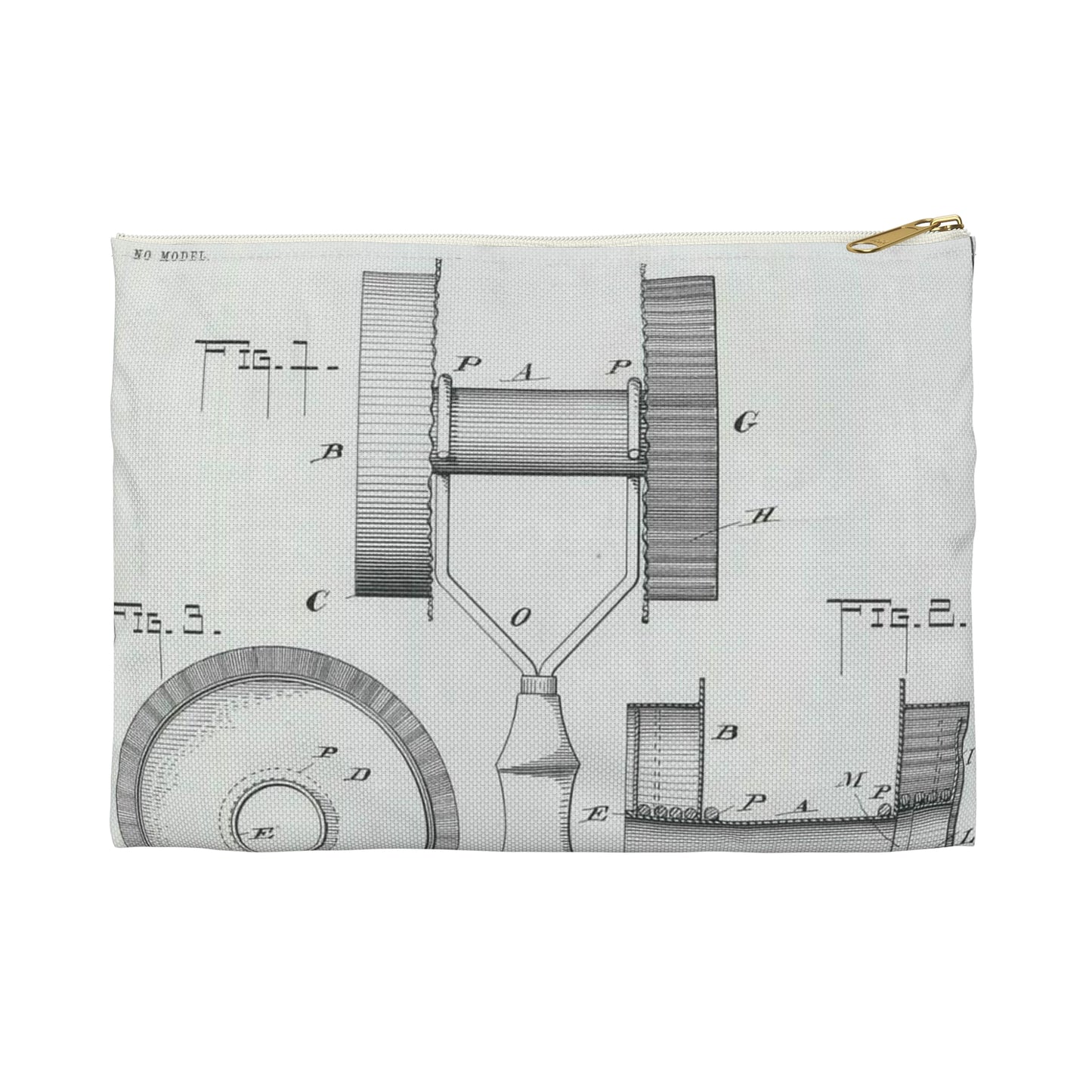 Patent Drawing of Engine - for G. W. Baier's Cake or Doughnut Cutter Public domain  image Large Organizer Pouch with Black Zipper