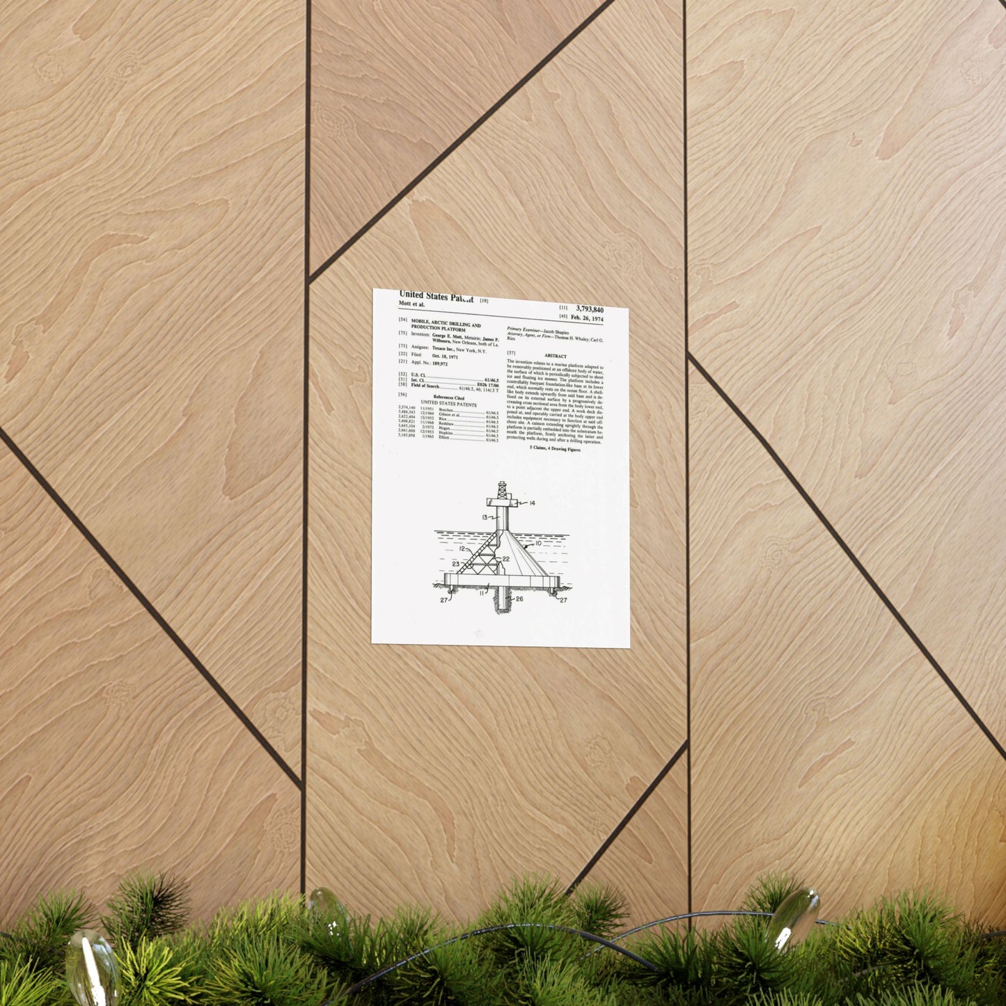 Patent Case File No. 3,793,840, Mobile Arctic Drilling and Production Platform, Inventor(s)- George E. Mott and James P. Wilbourn. - DPLA - 8f260bf2cd8926afbf4da017454f39b3 (page 6) High Quality Matte Wall Art Poster for Home, Office, Classroom