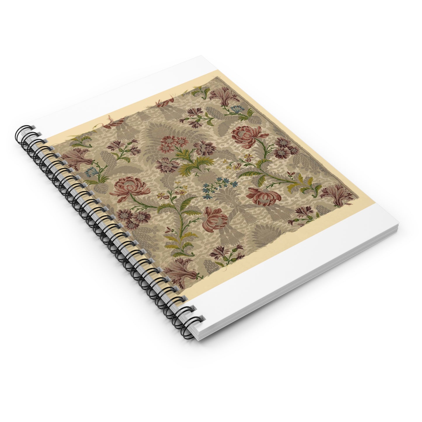 Silk Panel weaving - flowers pattern Spiral Bound Ruled Notebook with Printed Cover