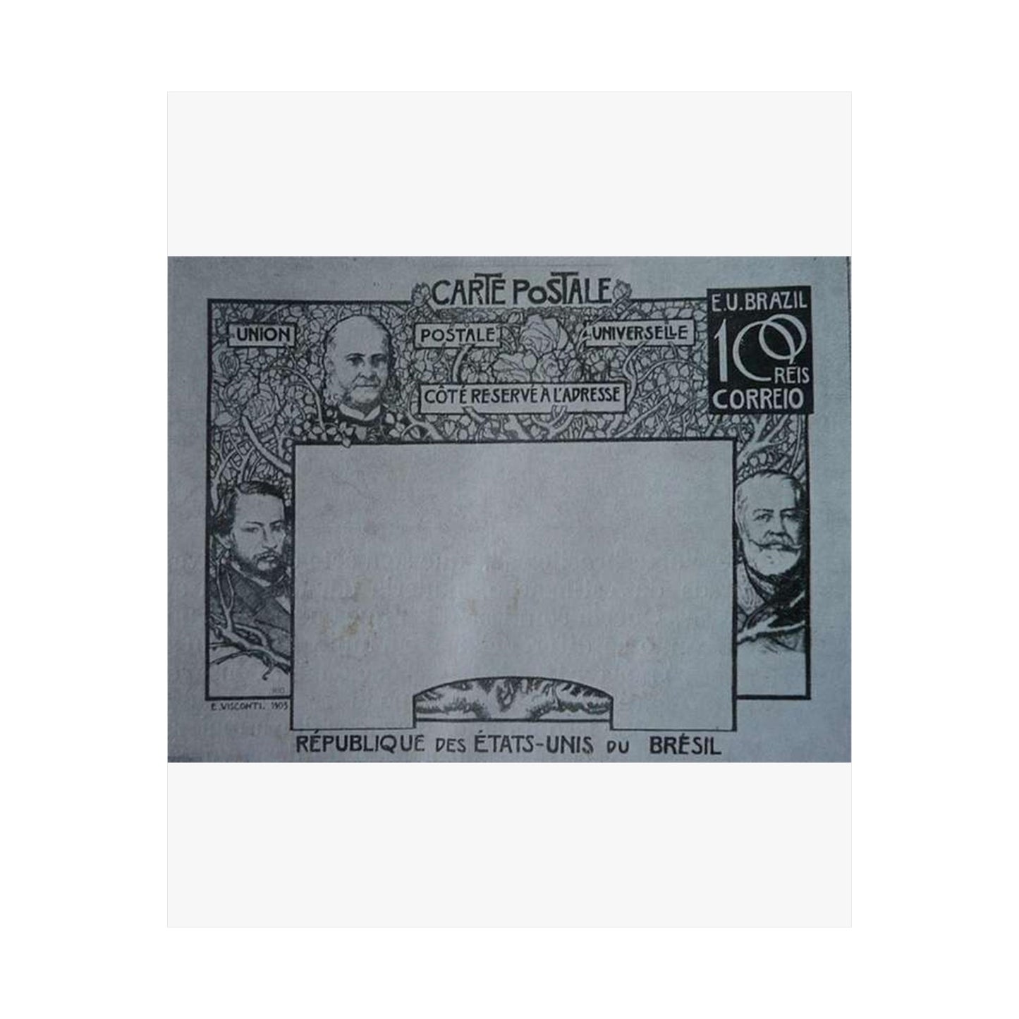 EliseuVisconti-D857-Bilhete postal para o exterior – A Evolução Histórica do Brasil – Projeto para bilhete postal integrante da coleção vencedora do Concurso dos Correios de 1904 High Quality Matte Wall Art Poster for Home, Office, Classroom