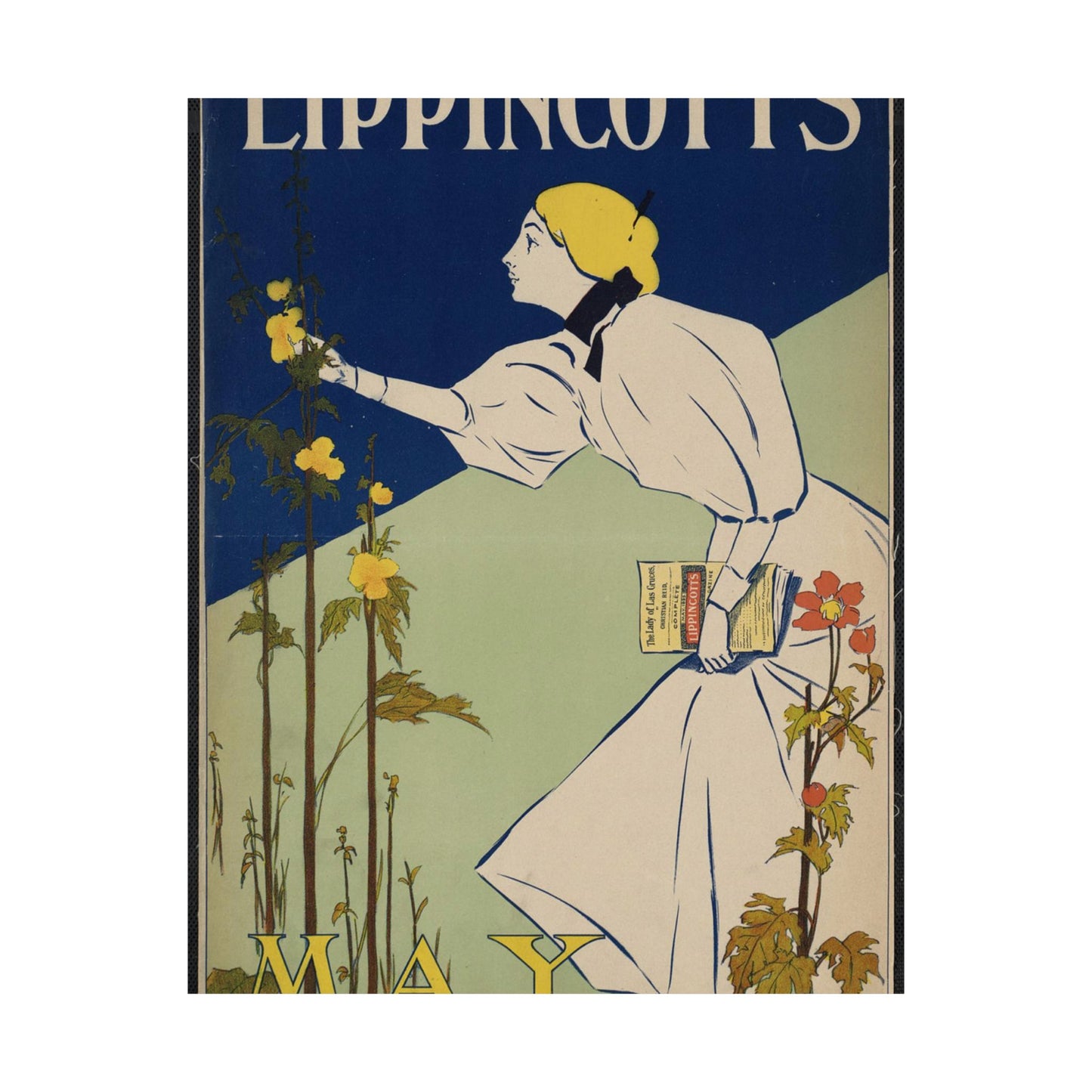 Lippincott's May, Art Nouveau Poster High Quality Matte Wall Art Poster for Home, Office, Classroom