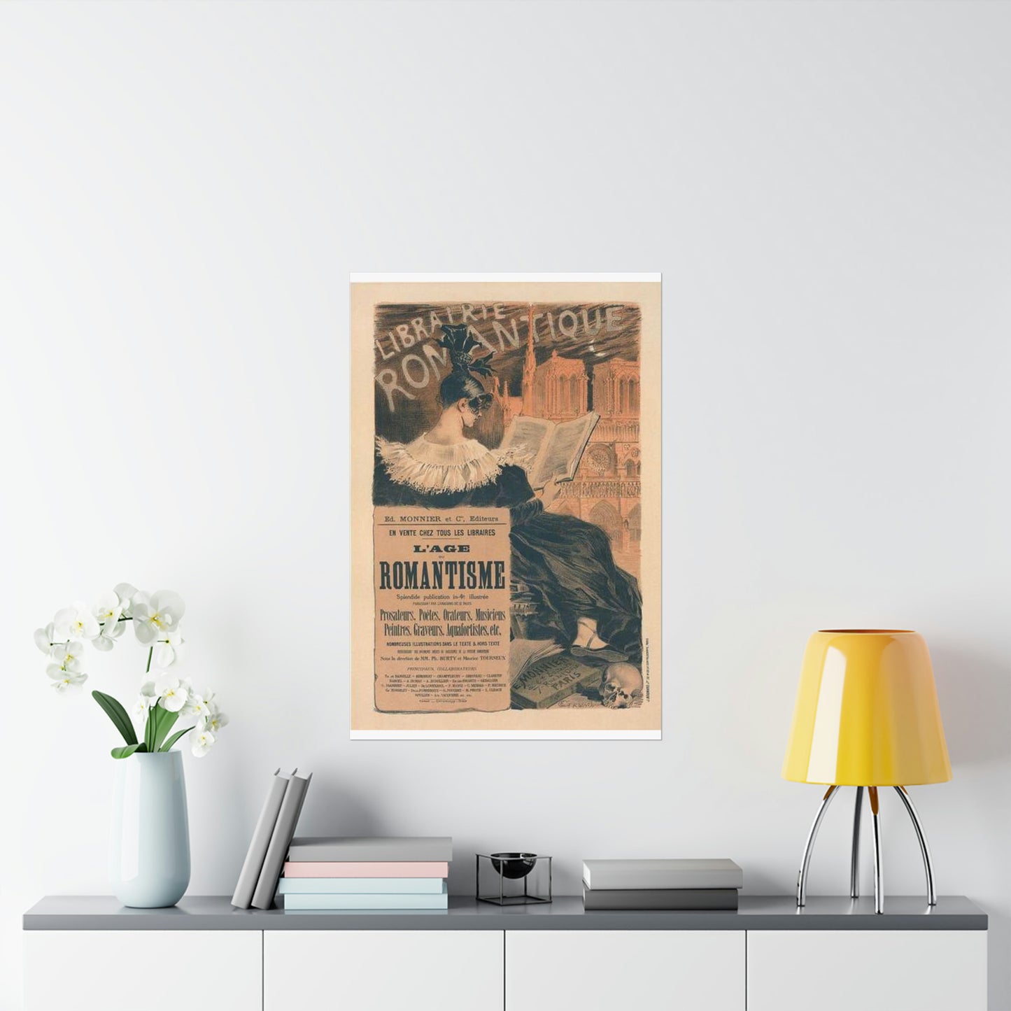 Affiche pour la "Librairie Romantique". High Quality Matte Wall Art Poster for Home, Office, Classroom