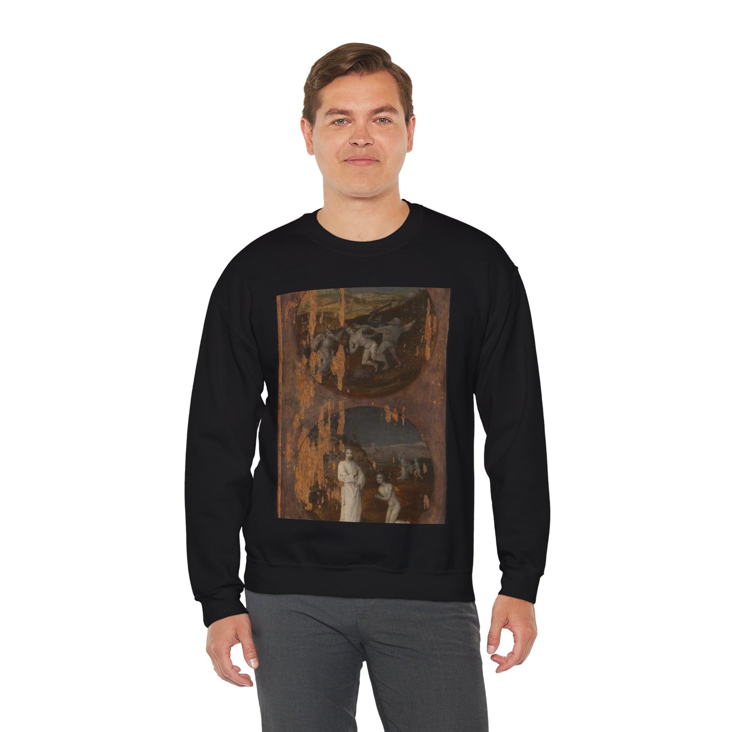 Flood Panels (The Flood – reverse), ca. 1508-1516 Black Heavy Blend Adult Crew Neck SweatShirt