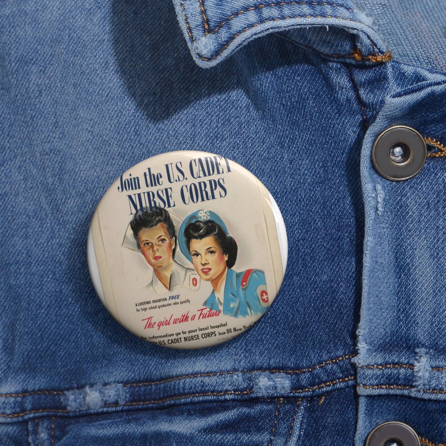 Join the U.S. Cadet Nurse Corps Pin Buttons with Crisp Design