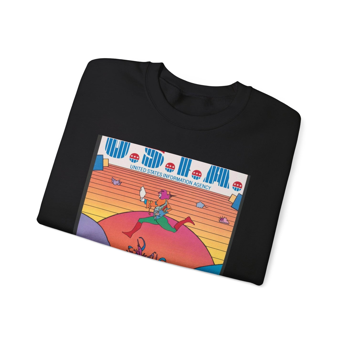 U.S.I.A. United States Information Agency Black Heavy Blend Adult Crew Neck SweatShirt