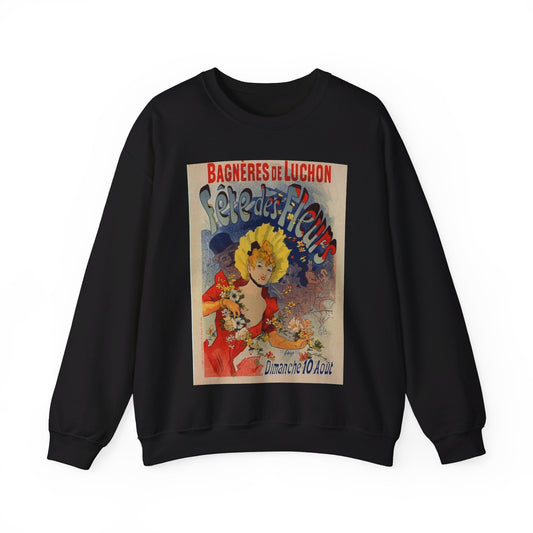 Affiche pour la "Fête des Fleurs de Bagnères-de-Luchon". Black Heavy Blend Adult Crew Neck SweatShirt