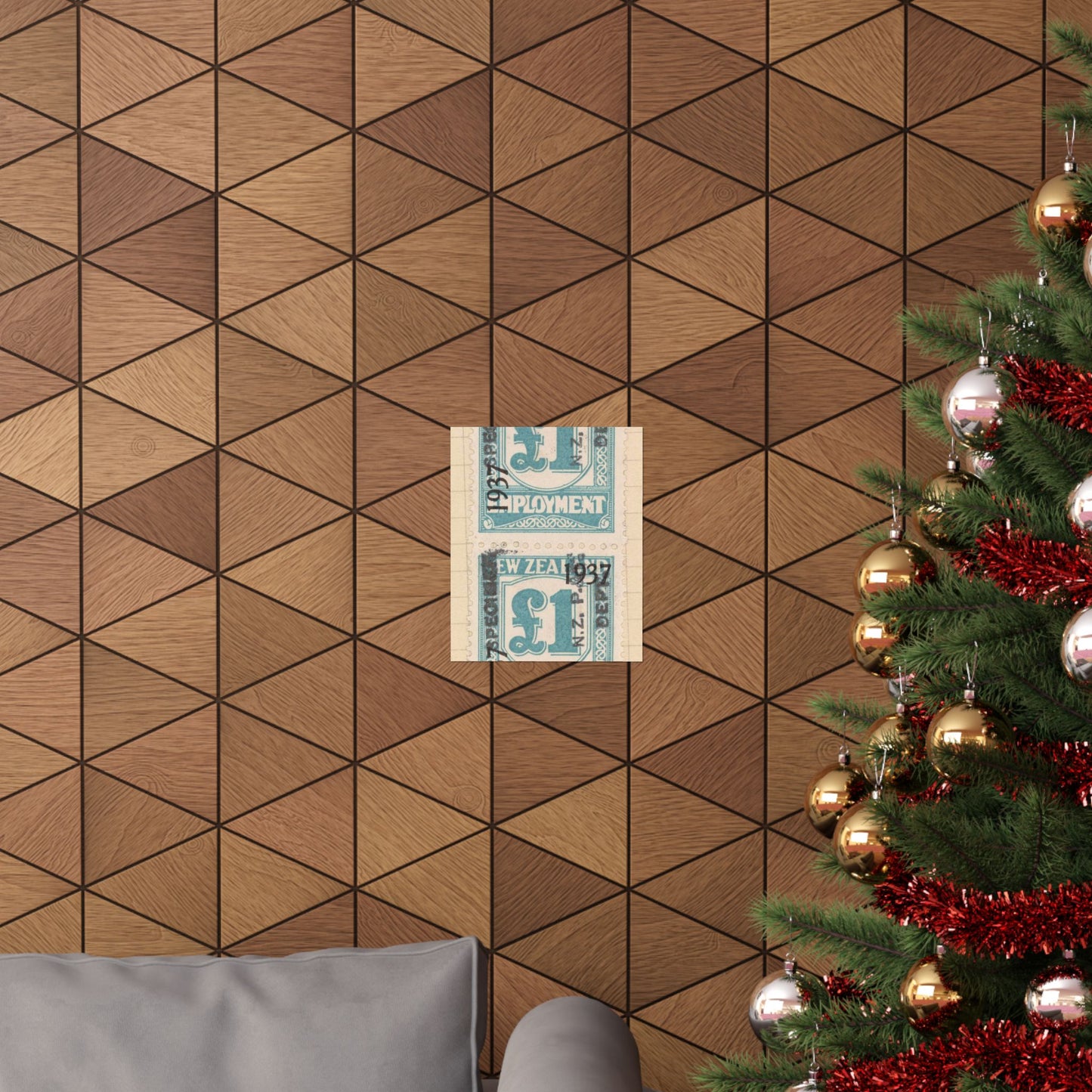Block of one pound Unemployment Relief stamps overprinted '1937' and 'Specimen' High Quality Matte Wall Art Poster for Home, Office, Classroom