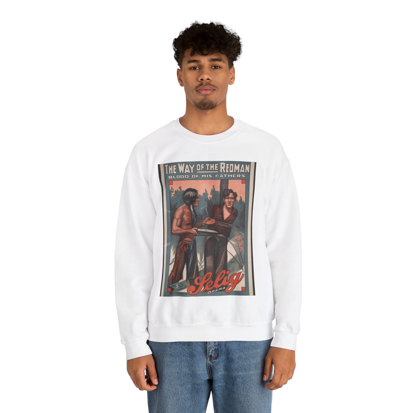 The way of the redman Blood of his fathers. White Heavy Blend Adult Crew Neck SweatShirt