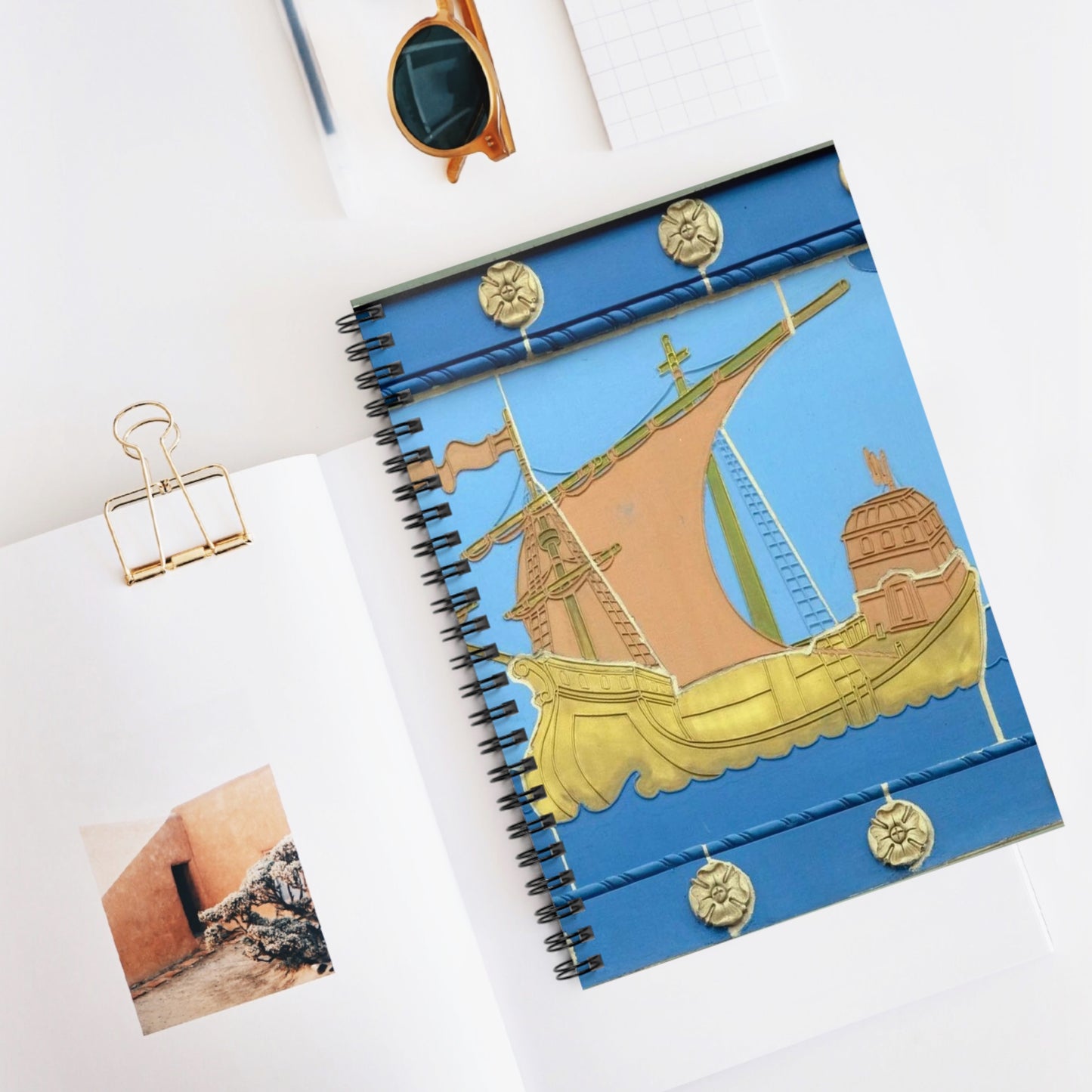 Exterior detail, U.S. Post Office and Courthouse, Camden, New Jersey Spiral Bound Ruled Notebook with Printed Cover