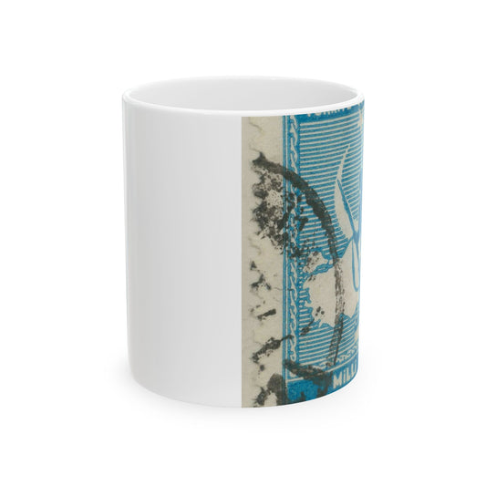 Frimärke ur Gösta Bodmans filatelistiska motivsamling, påbörjad 1950.Frimärke från Turkiet, 1941. Motiv av soldat framför Turkiets karta. Beautiful Novelty Ceramic Coffee Mug 11oz