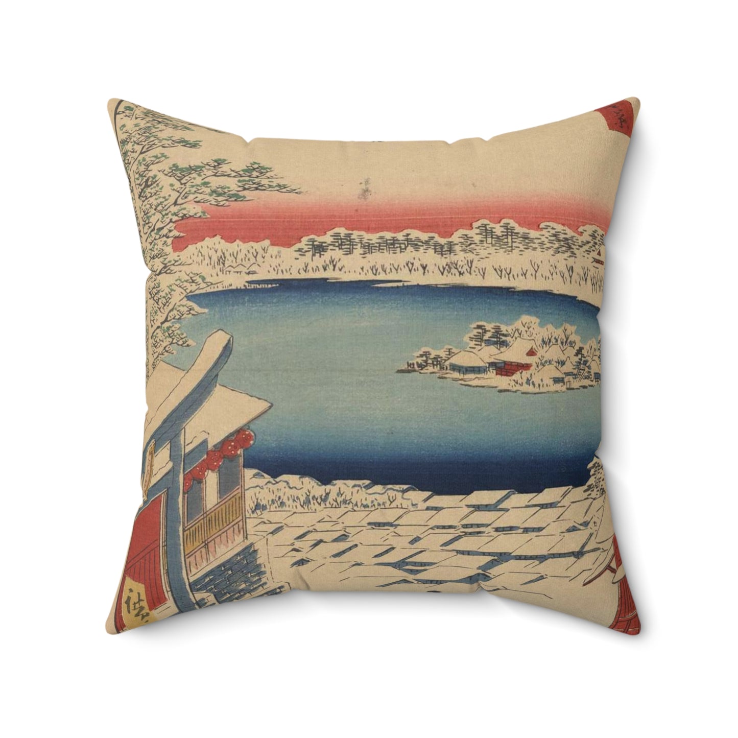 Gajō icchō, Ando Hiroshige - Public domain portrait drawing  Decorative Accent Square Pillow