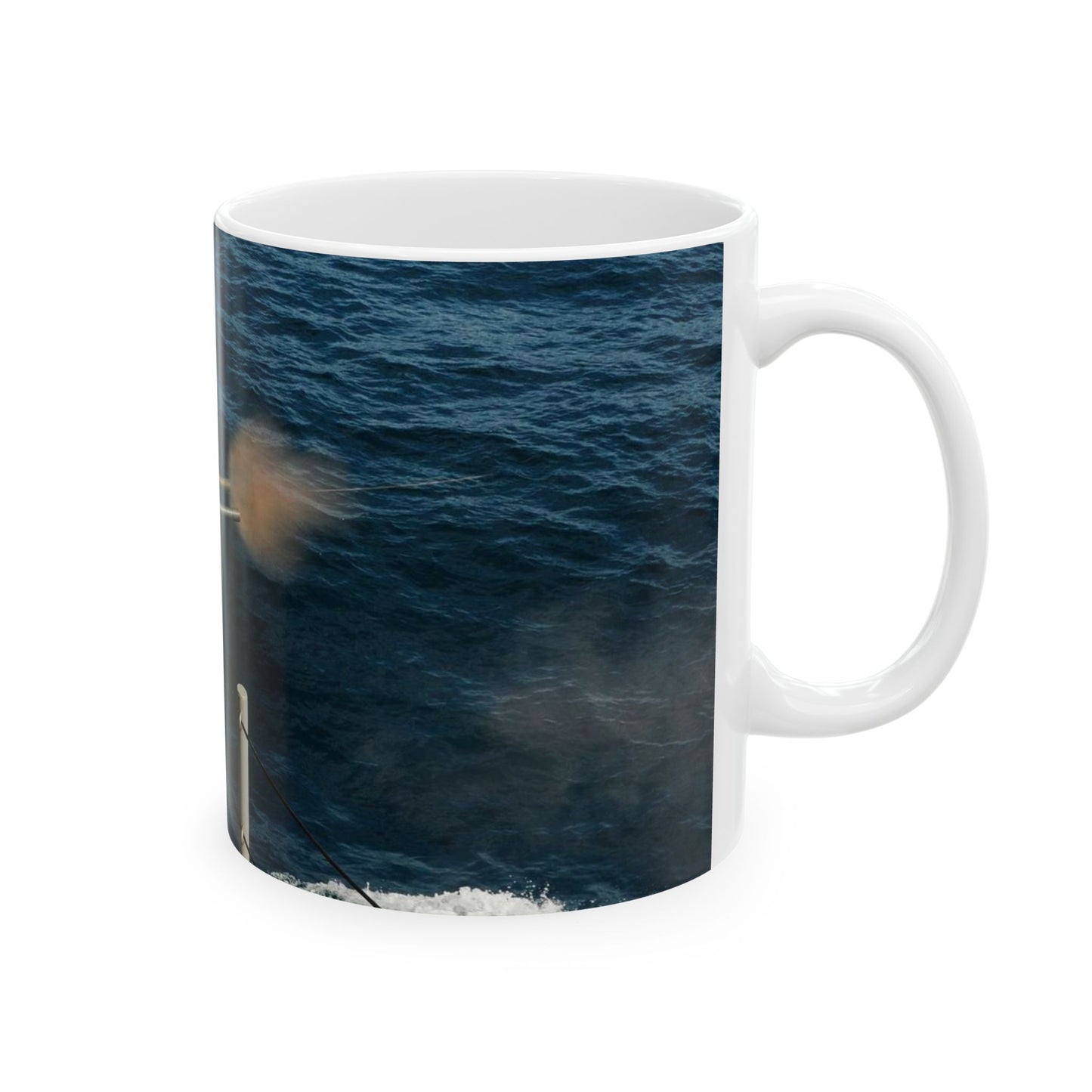 US Navy 110514-N-YM590-214 Gunner's Mate 2nd Class Charles H. Talbert fires a .50-caliber machine gun during a crew-served weapons certification ex Beautiful Novelty Ceramic Coffee Mug 11oz