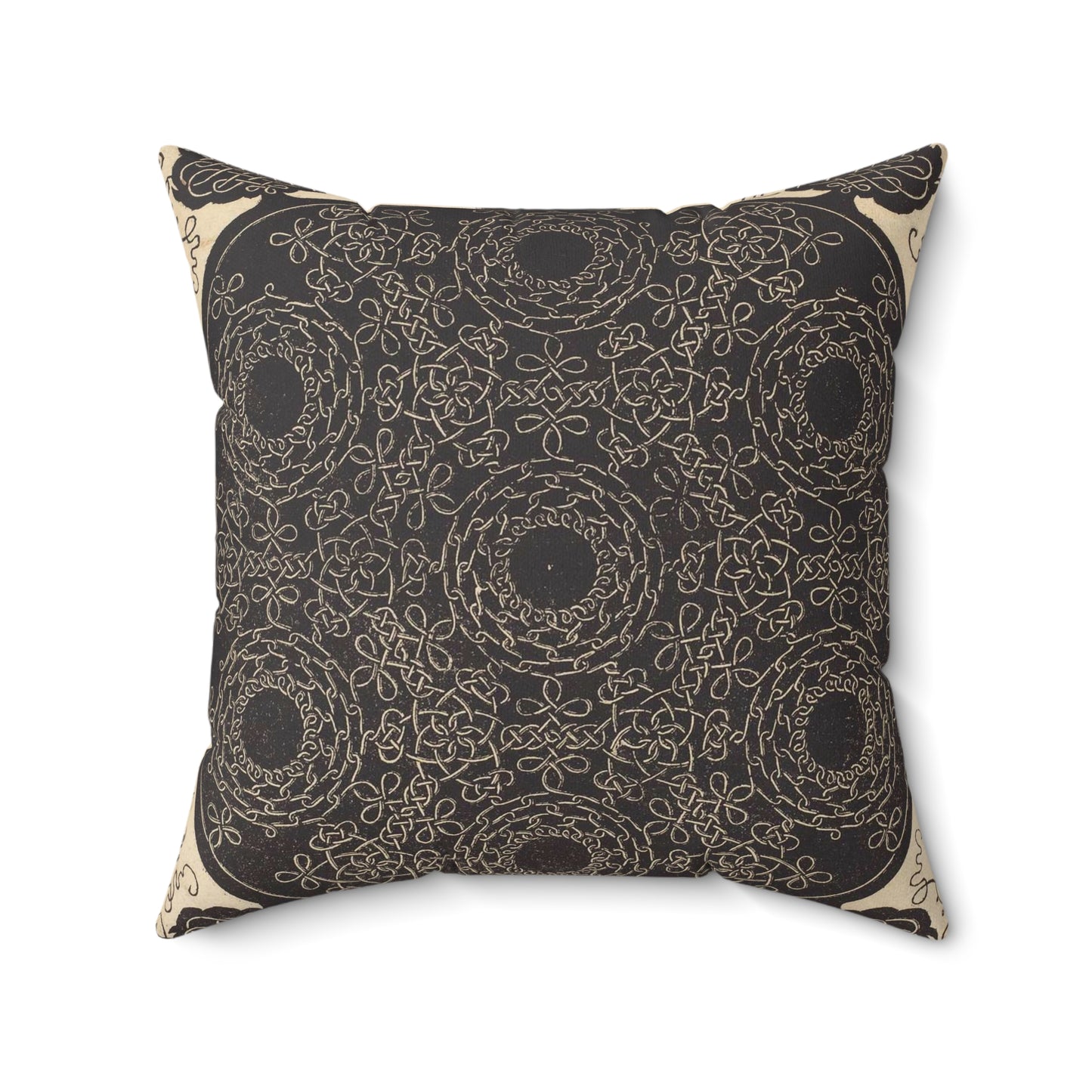 The Fourth Knot (combining seven circular groups of knots with black centers) Decorative Accent Square Pillow
