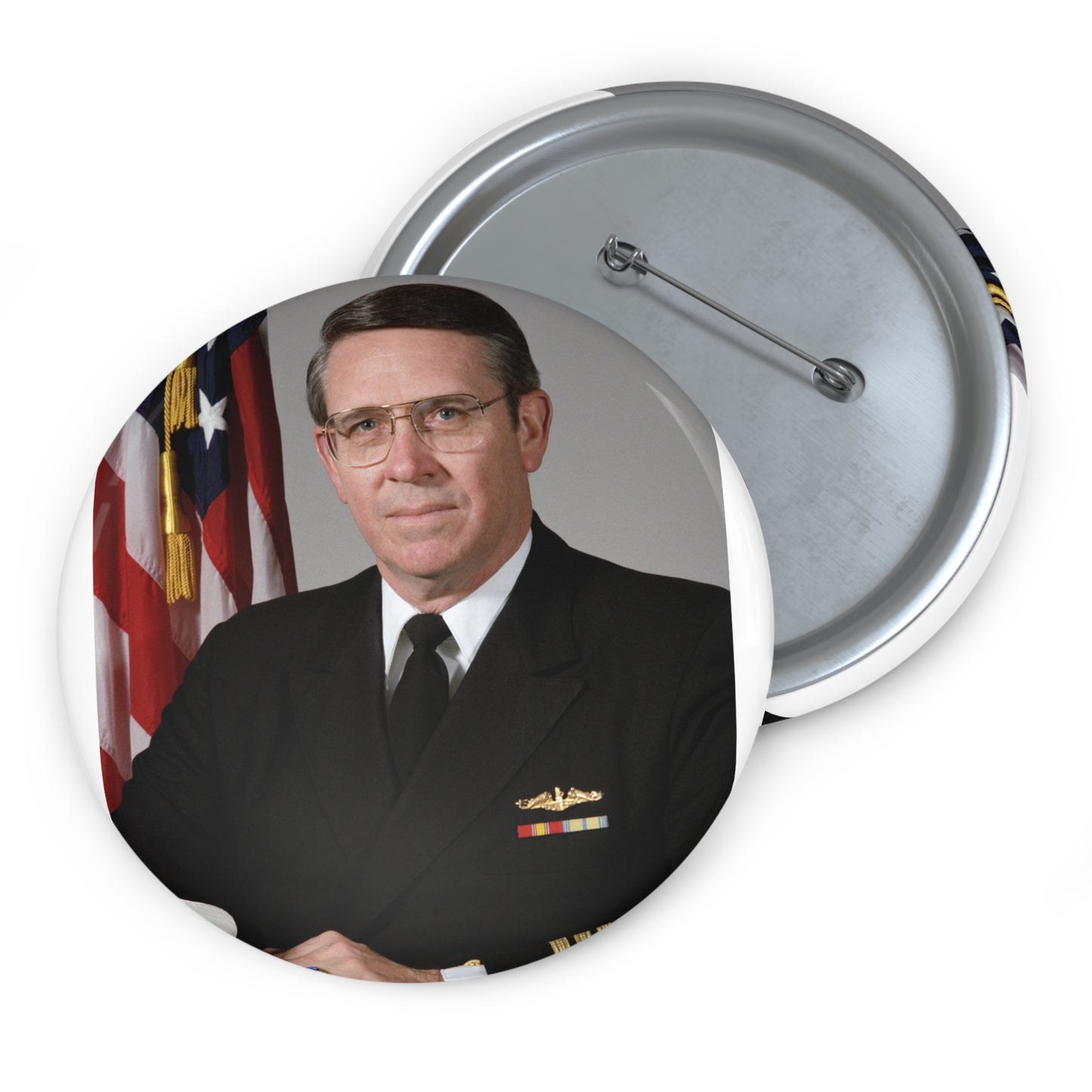 Portrait:  US Navy (USN) Captain (CAPT) Charles A. Hougland (uncovered) Pin Buttons with Crisp Design