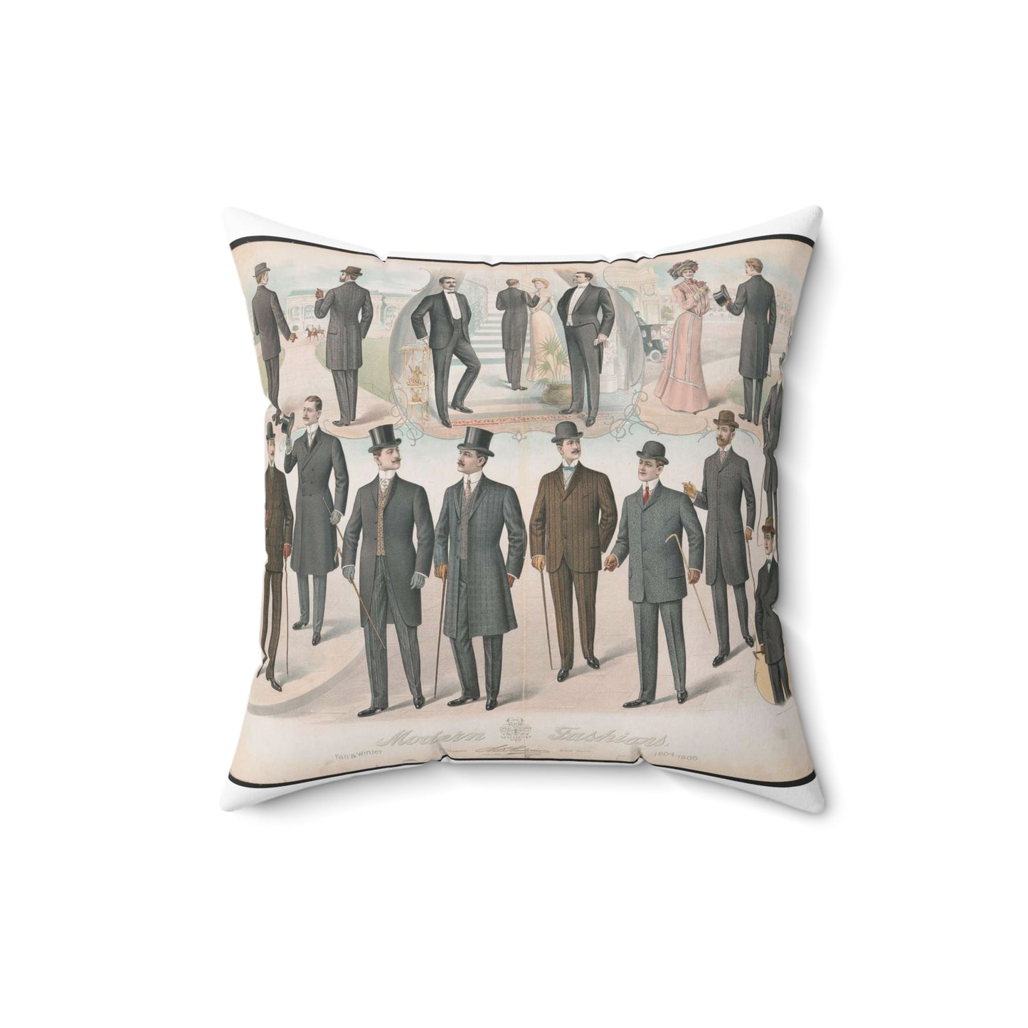 Modern fashions, fall & winter - Public domain graphic arts, Library of Congress Decorative Accent Square Pillow